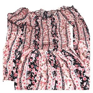 Floral ribbed babydoll dress
